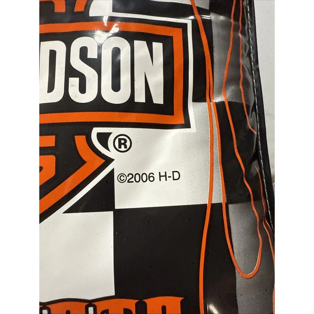 HARLEY DAVIDSON Motorcycle Vintage Vinyl Stadium/Throw Pillow 2006 Set 2 14x13in